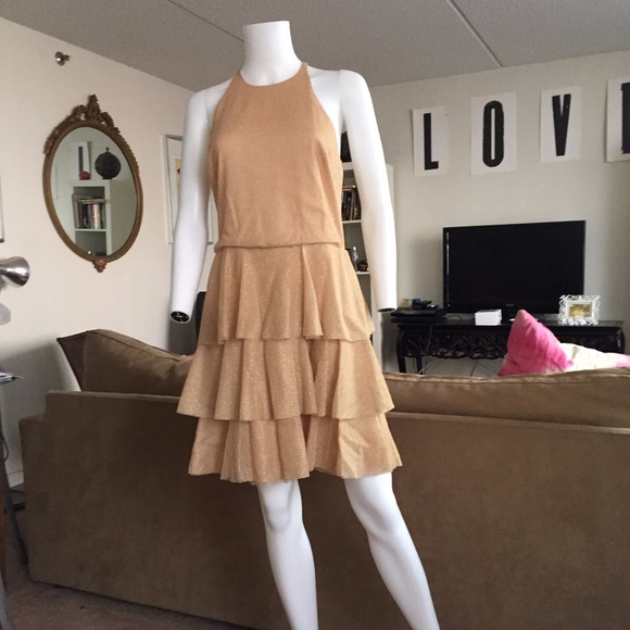 Halston Heritage Halter 3 Tier Evening Dress - Picture 1 of 6